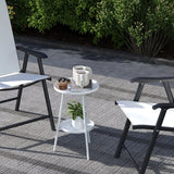 Outsunny Two-Tier Metal Garden Table with Tray-Style Tops – Compact Bistro and Balcony Side Table, White