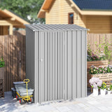 Outsunny 5ft x 3ft Metal Garden Storage Shed with Sloped Roof and Hinged Door – Galvanised Steel, Aluminium Grey