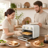 HOMCOM 12L Air Fryer Toaster Oven – Retro Convection Countertop Oven with Adjustable Temperature and Timer, Cream White