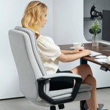 HOMCOM Linen-Look Double-Padded Office Chair with Adjustable Height and Tilt – Five Quiet Wheels, Grey