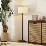 HOMCOM Floor Lamp with Remote, Height Adjustable Standing Lamp with Linen Shade