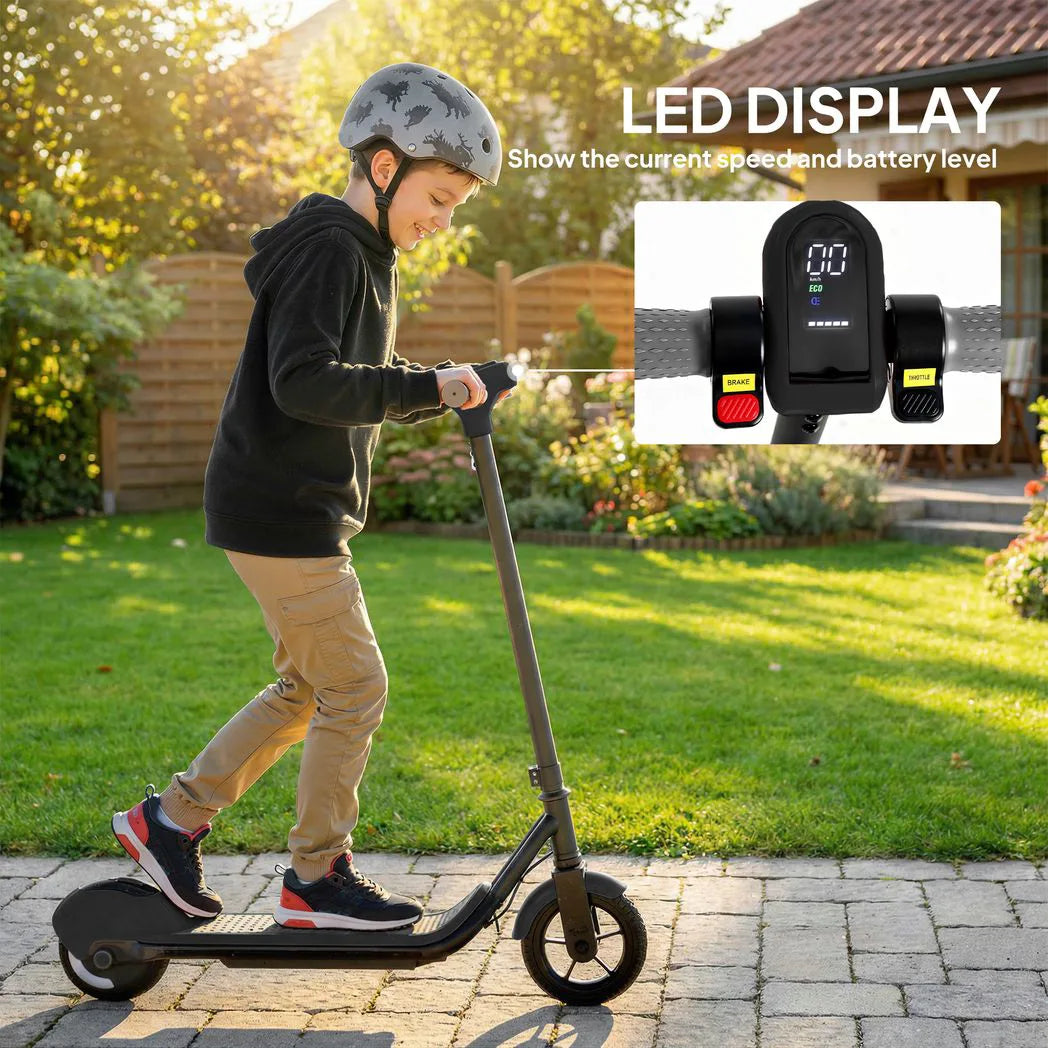 SPORTNOW Electric Scooter for Kids with LED Display, Kick-to-Start 110W Motor and RGB Lights – Green