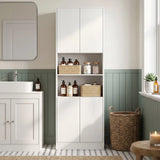 HOMCOM 170cm Kitchen Pantry Cabinet with Soft-Close Hinges and Adjustable Shelves – Freestanding, White Wood Effect