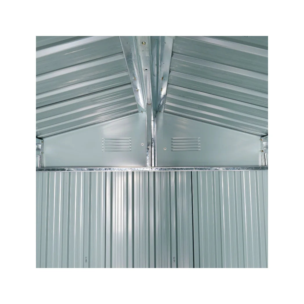 Outsunny 8 x 6ft Galvanised Steel Garden Shed with Sliding Double Doors, Light Grey