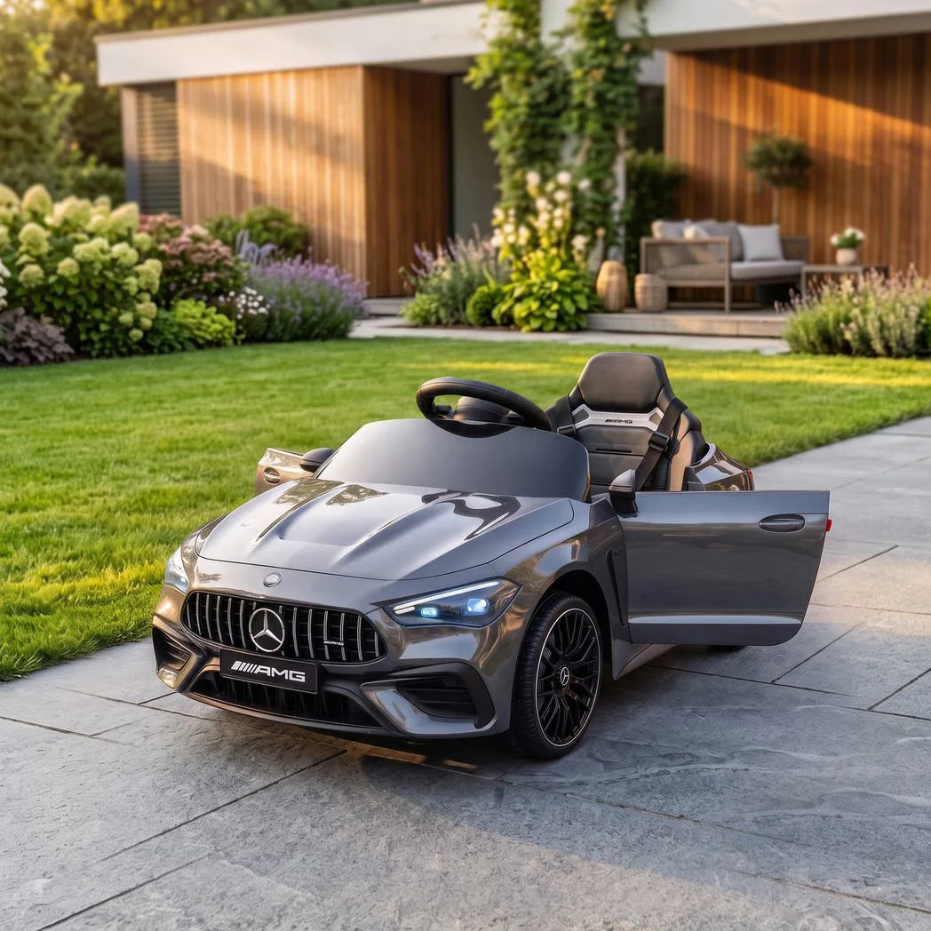 AIYAPLAY Licensed Mercedes-AMG Kids Electric Car with Dual 12V Motors and Remote – Ride-On, Ages 3-6, Grey