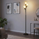 HOMCOM 3-Light Uplighter Floor Lamp – Black