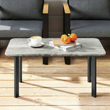 Outsunny Garden Coffee Table with Slatted Wood Plastic Composite Top & Metal Frame – Patio Table, Grey