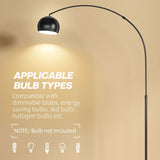 HOMCOM Adjustable Arc Floor Lamp, Faux Marble Base – Black