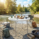 Outsunny 4ft Folding Picnic Table with Metal Frame & Non-Slip Foot Pads – Camping & Garden Table, 100kg Load, White