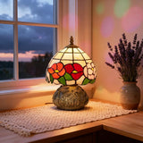 HOMCOM Handcrafted Classic Stained Glass Bedside Lamp