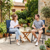 Outsunny Set of 2 Folding Garden Chairs with High Back, Armrests & Texteline Seat – Navy Blue