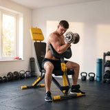 SPORTNOW Adjustable Weight Bench with 6 Backrest Positions – Foldable Incline Decline Bench, 300kg, Yellow