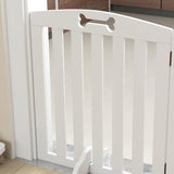 PawHut Freestanding Wooden Dog Gate with Support Feet – 155cm Foldable Three-Panel Barrier, White