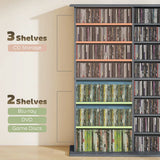 HOMCOM 16-Compartment Media Shelf with 12 Adjustable Shelves, Holds 720 CDs – CD and DVD Tower, Grey