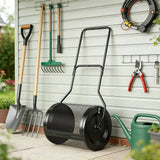 Outsunny 20" Compost and Peat Moss Spreader – 75L Metal Mesh Roller with Detachable U-Shaped Handle
