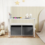 AIYAPLAY 3 in 1 Kids Storage Bench – Convertible Table and Chair Set with 2 Fabric Bins and Toy Box, White