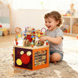 AIYAPLAY 8 in 1 Wooden Activity Cube with Bead Maze, Shape Sorter & Number Games – Montessori Toy, 18 Months+