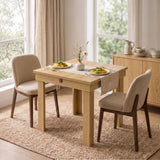 HOMCOM Folding Dining Table Under-Table Storage Extendable Kitchen Table Steel Rail Oak Effect