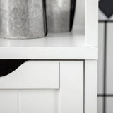 HOMCOM Narrow Floor Bathroom Cabinet with 3 Drawers and 2 Open Shelves – Slim Freestanding Storage, White