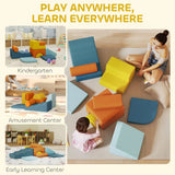 AIYAPLAY 9-Piece Kids Soft Play Foam Blocks Set with Detachable Cover for Climbing & Crawling