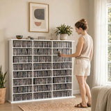 HOMCOM 1032 CD / 594 DVD Media Storage Unit with 24 Compartments & 18 Adjustable Shelves – Blu-ray Shelf Tower, White