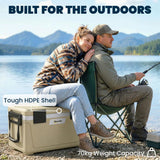 Outsunny 42.6L Insulated Cool Box with Handles, Lid & Drain Valve – Portable Camping Ice Cooler, Khaki