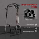 SPORTNOW Power Cage with 15-Level Squat Rack, Cable Pulley System, Lat Pulldown & Pull Up Bar – Home Gym Power Rack