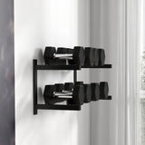 SPORTNOW Wall-Mounted Dumbbell Rack, 2-Tier Steel Weight Stand, 70kg Capacity – Home Gym Storage, Black