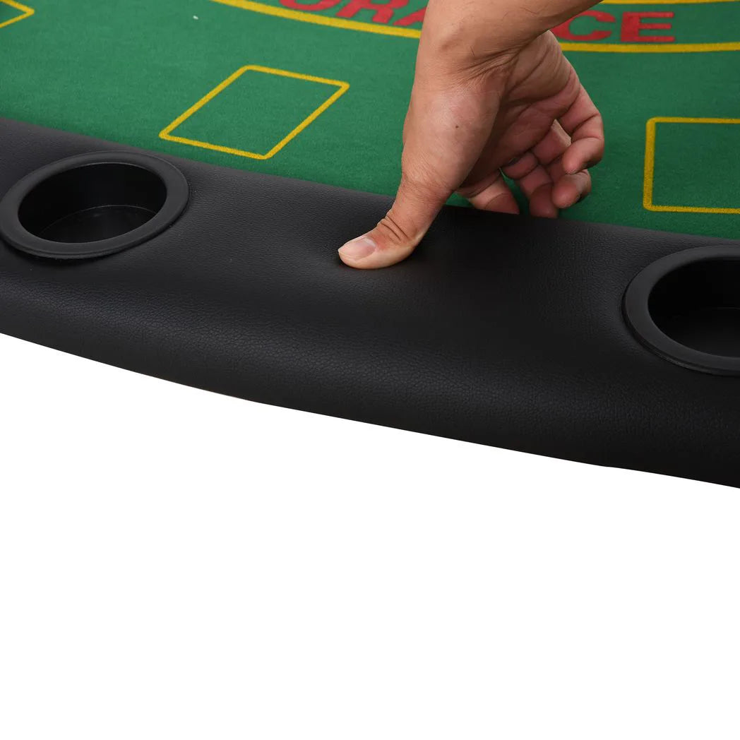 HOMCOM 7-Player Folding Poker Table with Chip Tray, Cup Holders & Padded Rails – Blackjack Card Table, Green
