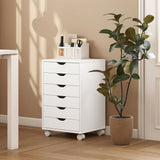 HOMCOM 6-Drawer Vertical File Cabinet with Quiet Runners & Lockable Wheels – Mobile Under Desk Storage, White