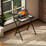 HOMCOM 70 cm Folding Computer Desk with Monitor Shelf – Compact Foldable Home Office Table, Black