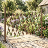 Outsunny Expanding Trellis Fence – Freestanding Foldable Garden Screen Panel, 250 x 103.5cm, Dark Brown