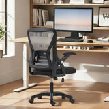 HOMCOM Mesh Office Chair with Flip-Up Armrests, Lumbar Support and Adjustable Height – Desk Chair, Black