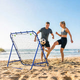 HOMCOM Adjustable Football Rebounder Net with Steel Frame – Kickback Training Target for Teens & Adults, Blue