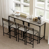 HOMCOM 3-Piece Industrial Bar Table Set with 2 Stools, Backrest and Footrest – Space-Saving, Charcoal Grey