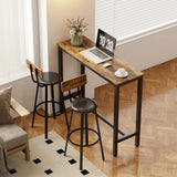 HOMCOM Set of 2 Industrial-Style Bar Stools with Metal Frames and Faux Leather Seats – Brown/Black
