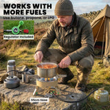 Outsunny 7000W Camping Stove with Piezo Ignition, Carry Bag & 50kg Load Capacity – Foldable Hiking Gas Stove, Khaki