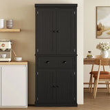 HOMCOM Kitchen Storage Cabinet with Drawer and Adjustable Shelves – Traditional Beadboard Cupboard, Black