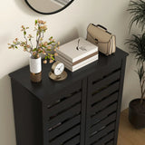 HOMCOM 5-Tier Narrow Shoe Cabinet with Slatted Doors and Adjustable Shelves – Holds 15 Pairs, Black