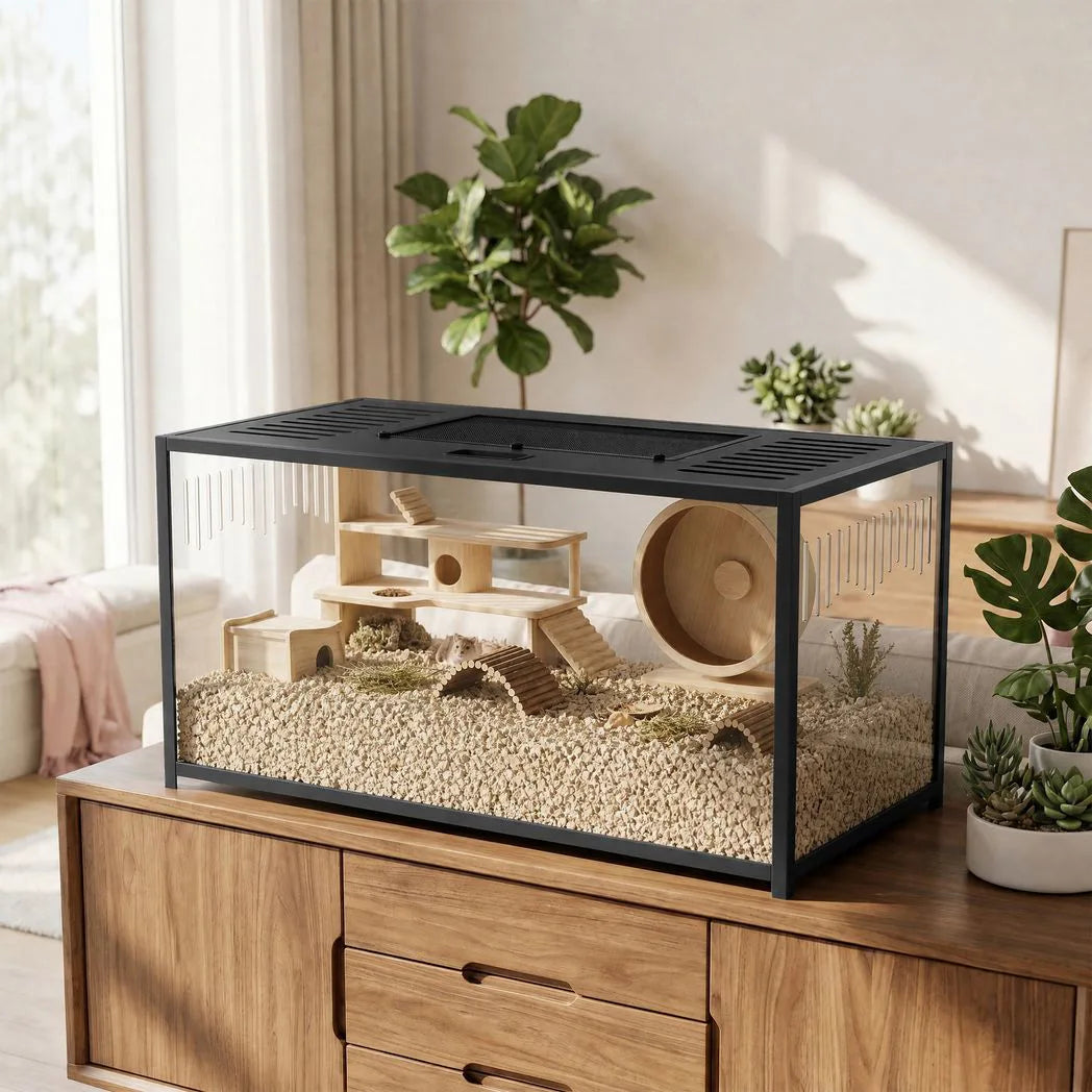PawHut Large Hamster Cage with Openable Top, Chewproof Metal and Acrylic – For Hamsters and Gerbils, 100 x 50 cm