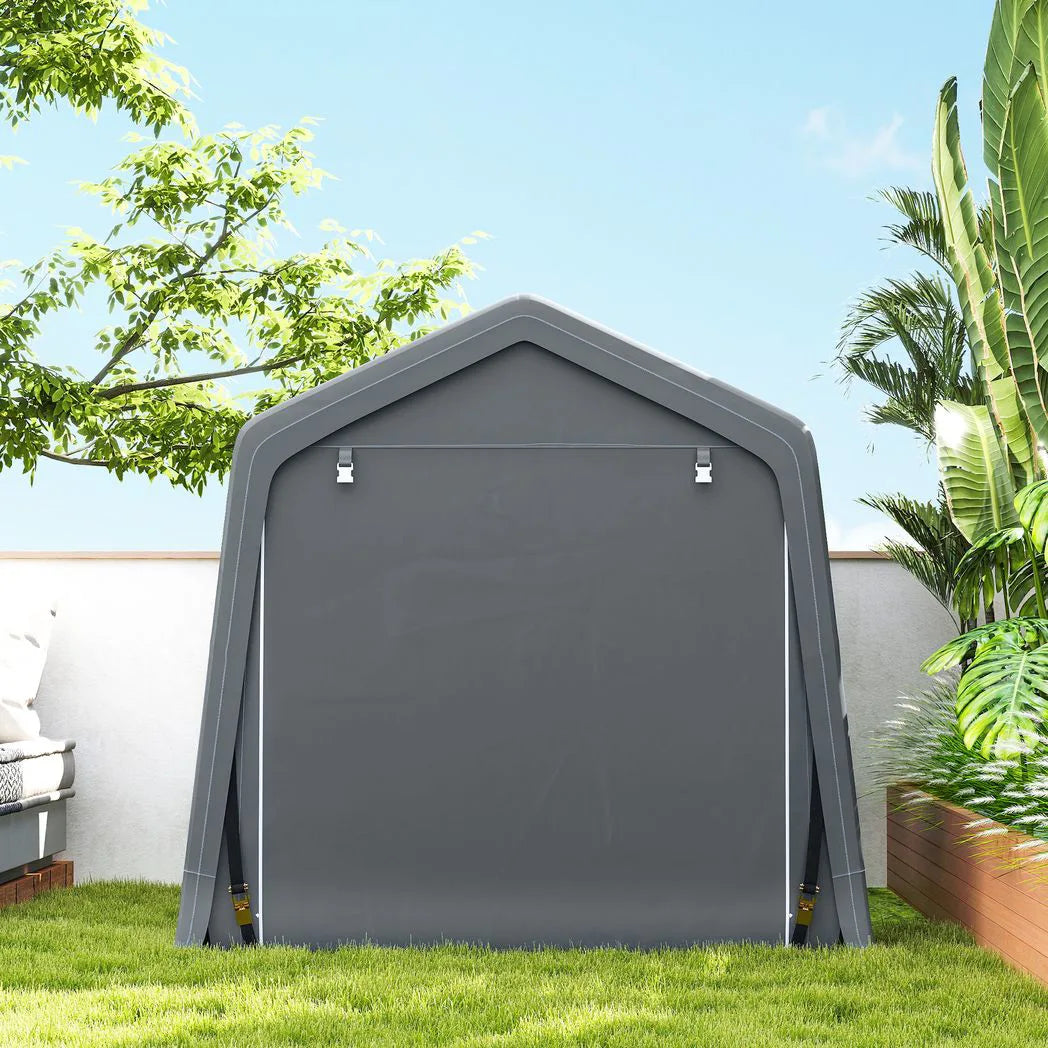 Outsunny 8 x 6.5ft Waterproof Garden Storage Shed Bike Tent with Roll-Up Zipper Door – Dark Grey
