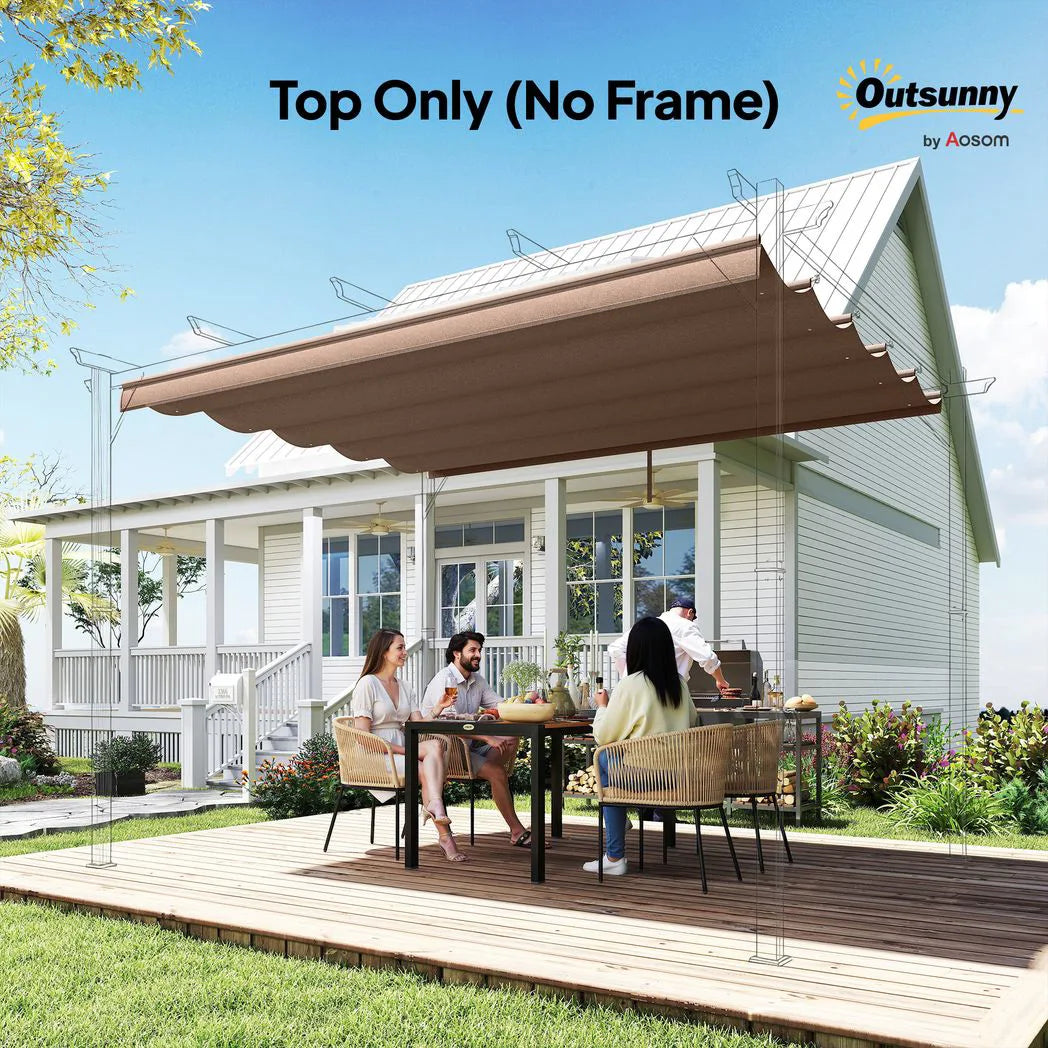 Outsunny Pergola Replacement Canopy, 2.55 x 2.5 m Polyester Cover for 3 x 3 m Frame – Roof Top Only, Brown