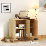 HOMCOM Vintage Sideboard with Chevron Doors and Pine Wood Legs – Soft-Close Kitchen and Living Room Storage