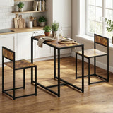 HOMCOM 3-Piece Table and Stool Set with Steel Frame – Space-Saving Dining Set for 2, Rustic Brown