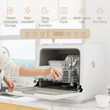 HOMCOM 6L Tabletop Dishwasher with 5 Wash Modes and 70°C Hot Wash – Portable Countertop Dishwasher, White