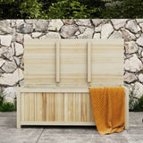 Outsunny 172L Wooden Outdoor Storage Box with Hinged Lid – Fir Wood Terrace Box for Garden, Natural