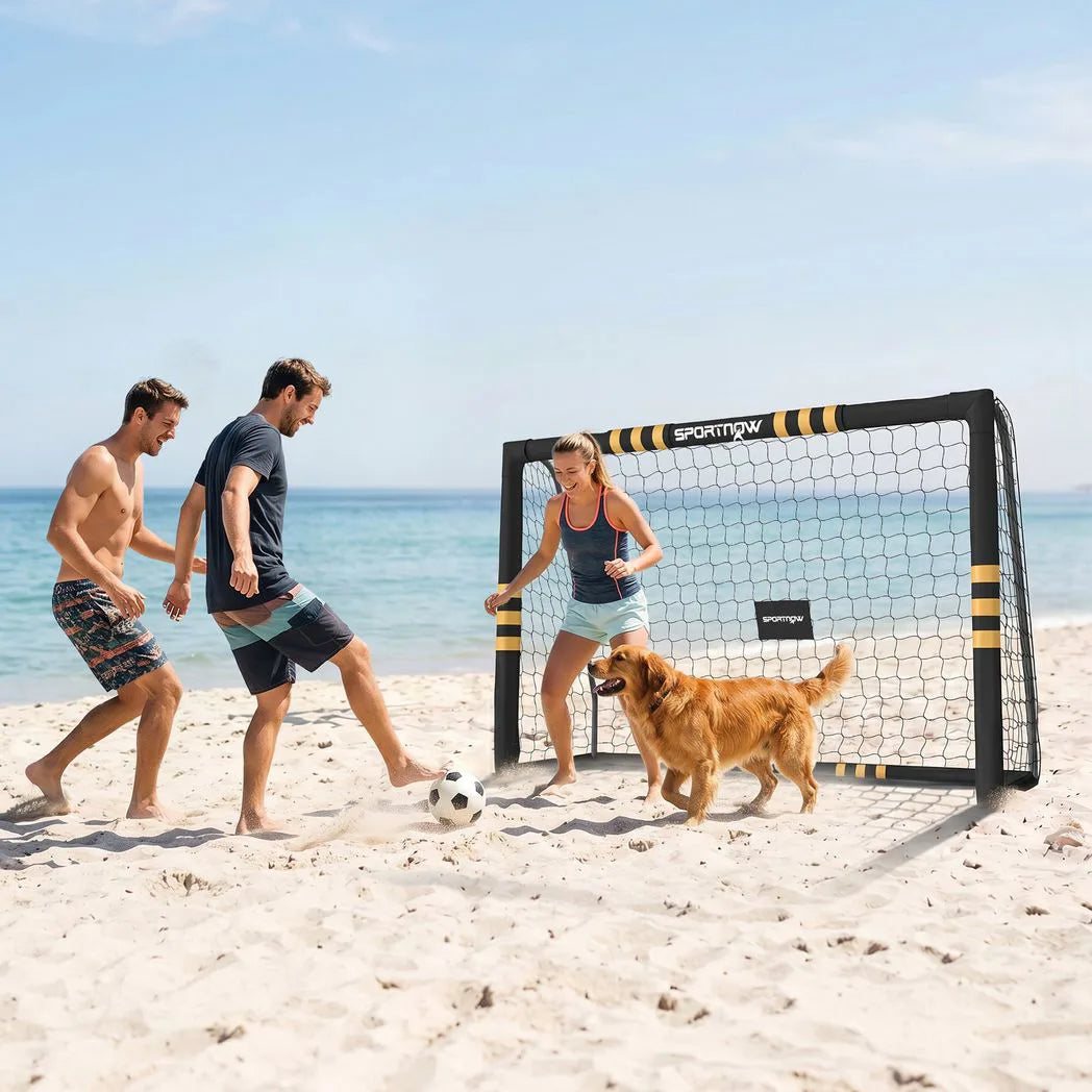 SPORTNOW 8 x 5ft Portable Football Goal with Foam-Padded Metal Frame & Ground Stakes – Garden Football Net for Training