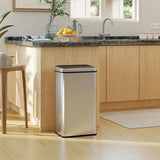 HOMCOM 50L Stainless Steel Sensor Bin with Soft-Close Lid – Touchless Automatic Kitchen Bin, Silver Tone