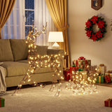 Outsunny Lighted Rattan Reindeer & Sleigh – 2 Piece