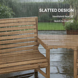 Outsunny 3-Piece Wooden Garden Furniture Set – Armchair, 2-Seater Bench and Detachable Table, Natural Wood